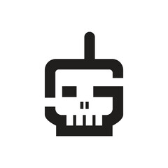 Human skull cartoon illustration and doodle, logo mascot