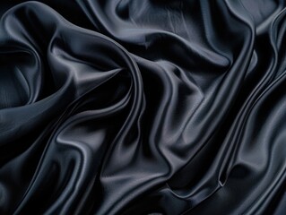 Obraz premium Close-up shot of black satin material with intricate texture and sheen
