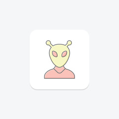 Alien lineal color icon , vector, pixel perfect, illustrator file