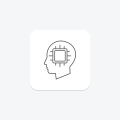 Ai Mind Chip thinline icon , vector, pixel perfect, illustrator file