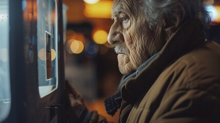 Obraz premium Old Man Looking Out Window