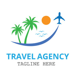 Naklejka premium Happy Smile Travel agent logo design. Vector illustration
