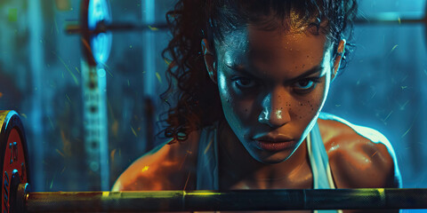 Focused Flexer: A female weightlifter concentrating on her form during a deadlift.