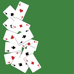Green background with playing cards