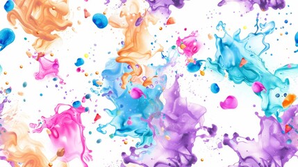 Fototapeta premium Abstract splashes and colorful bursts in a seamless energetic pattern, rendered in watercolor style