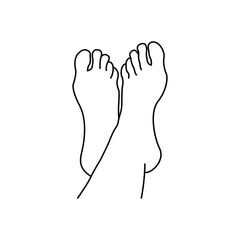 Human woman bared feet line drawing. Icon Vector illustration