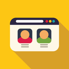 Website showing user profiles with two people working online, concept for remote teamwork, online collaboration and social media