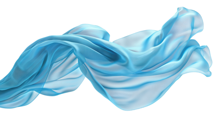 Cyan silk cloth floating, cut out