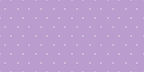 A seamless texture of purple and white polka dot. Pattern consists of white dots uniformly distributed on a purple backdrop. Versatile design can be used in fashion, home decor.