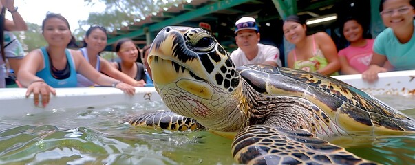 Volunteers rescuing sea turtles in sweltering conditions, embodying care and conservation by the ocean, Wildlife Rescue