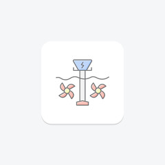 Tidal Energy lineal color icon , vector, pixel perfect, illustrator file