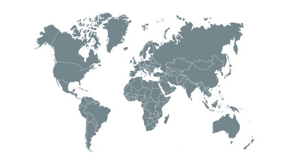 World map. Grey modern vector map. Silhouette map.