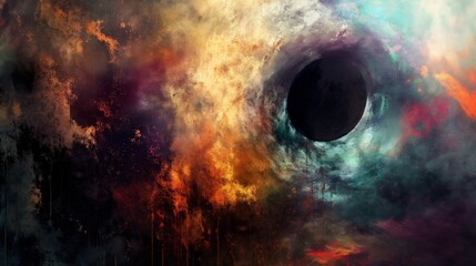 Abstract Cosmic Nebula with Black Hole