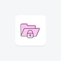 Folder Lock color shadow thinline icon , vector, pixel perfect, illustrator file
