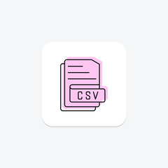 CSV File color shadow thinline icon , vector, pixel perfect, illustrator file