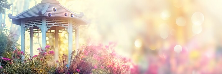 Naklejka premium Serene Gazebo in a Garden Oasis