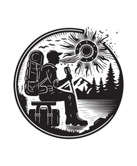 vector hiking vector art,graphics hikings icons set,vintage illustration hiking clipart,vector hikings flat style artwork design