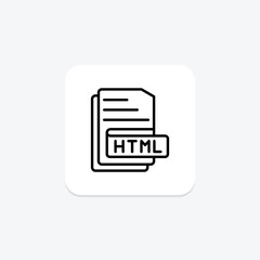 HTML File line icon , vector, pixel perfect, illustrator file