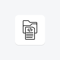 Coding File line icon , vector, pixel perfect, illustrator file