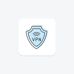 Vpn Security color shadow thinline icon , vector, pixel perfect, illustrator file