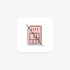 Forbidden Sim color shadow thinline icon , vector, pixel perfect, illustrator file