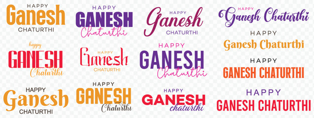 Ganesh Chaturthi, with vibrant and | Ganesh Chaturthi Banner, artistic typography, Happy Ganesh Chaturthi, banner, calligraphy, text, designs in Font of Ganesh Chaturthi, Illustration Art. 
