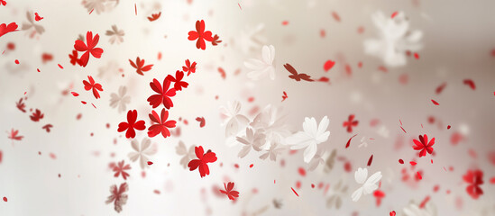 Unique red and white flying clover abstract background