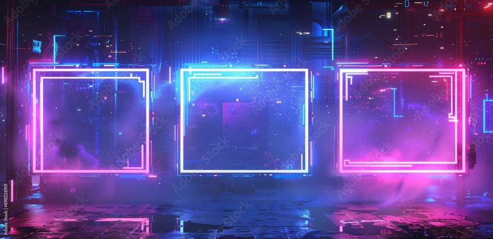 Poster design of a futuristic screen system based on an abstract ui gui with a futuristic interface