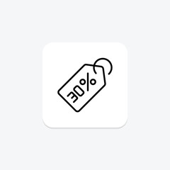 Percent  tag line icon , vector, pixel perfect, illustrator file