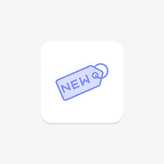 New tag duotone line icon , vector, pixel perfect, illustrator file