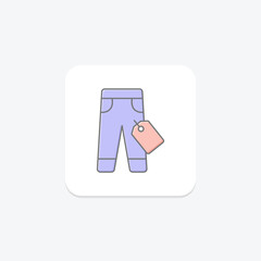 jeans tag lineal color icon , vector, pixel perfect, illustrator file