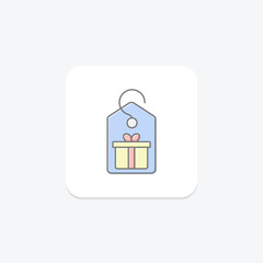 Gift Tag lineal color icon , vector, pixel perfect, illustrator file