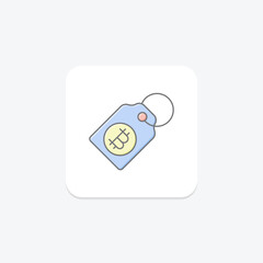 Free Tag Bitcoin lineal color icon , vector, pixel perfect, illustrator file