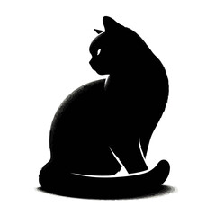 cat silhouette, black cat silhouette.