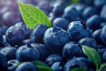 Fototapeta premium Blueberries. Fresh Ripe Blueberries on Blueberry Background