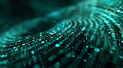 Abstract digital technology data wave with binary code illustration