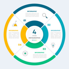 Circle chart infographic template with 4 options for presentations
