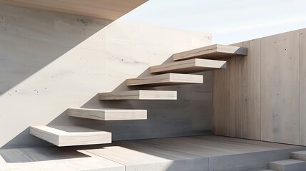 Obraz premium Cantilevered wooden steps with seamless design 
