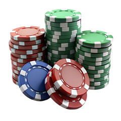 Poker chips on transparent background