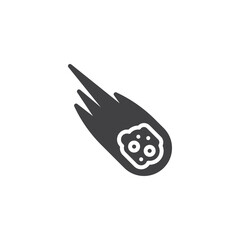 Comet or asteroid with fire trail vector icon