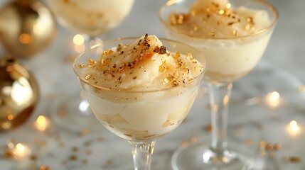 Champagne sorbet with edible gold flakes 