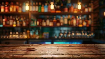 The rustic bar counter