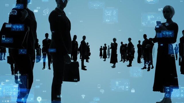 Group of multinational people and digital technology concept.