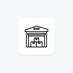Warehouse line icon , vector, pixel perfect, illustrator file
