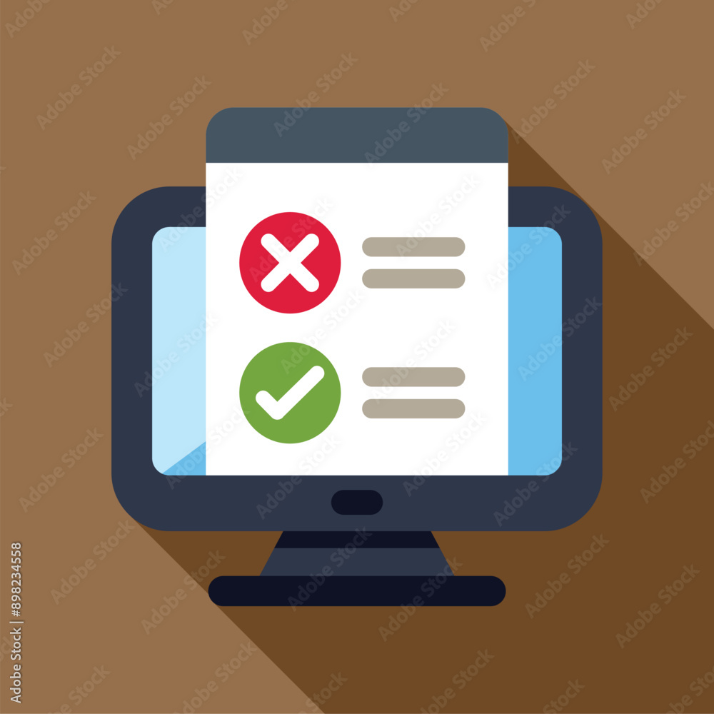 Poster online survey form on a computer screen showing check marks for approving and rejecting