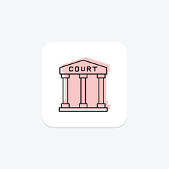 Court color shadow thinline icon , vector, pixel perfect, illustrator file