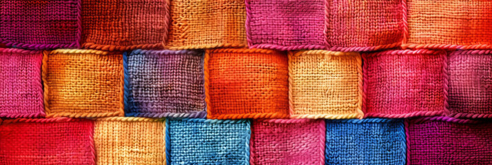 A cozy, warm background made from a patchwork of knitted squares