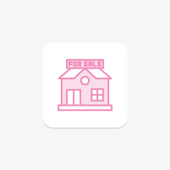 House for sale duotone line icon , vector, pixel perfect, illustrator file