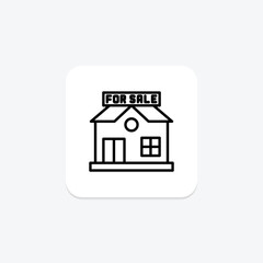 House for sale line icon , vector, pixel perfect, illustrator file