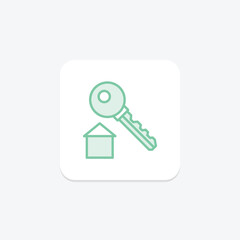 House key duotone line icon , vector, pixel perfect, illustrator file